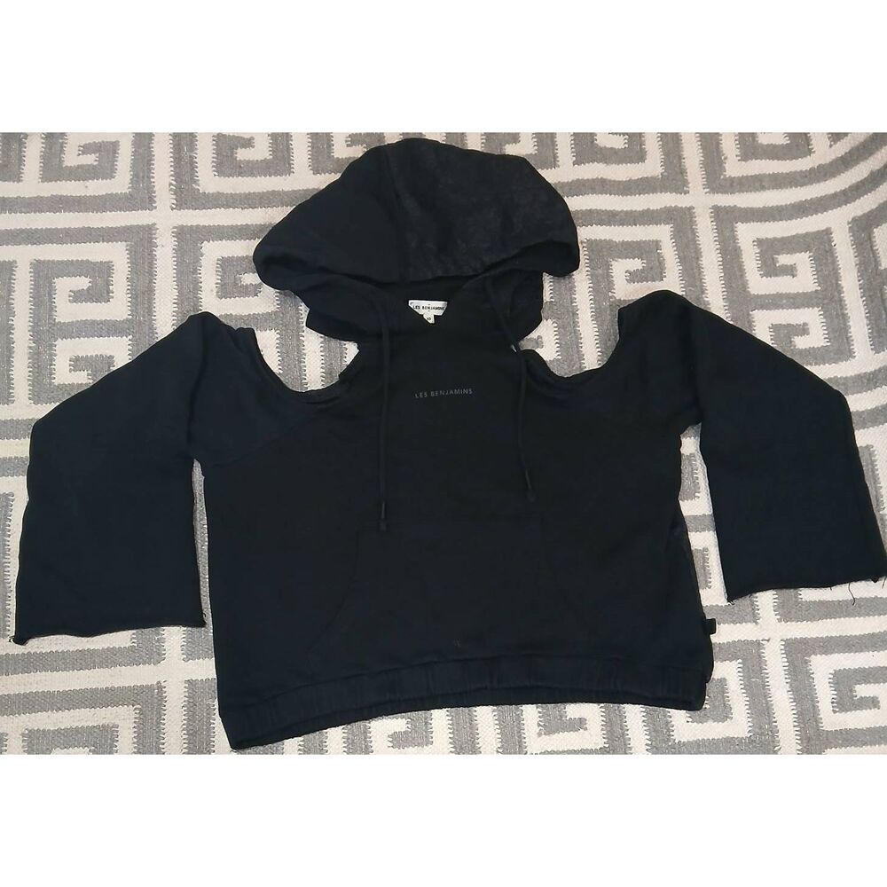 Les Benjamins womens medium boxy cropped hoodie cut out  luxury streetwear
